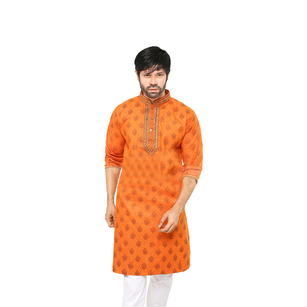 Special Cotton Panjabi for Men - Orange  PBNZ-13520