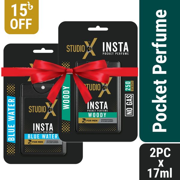 Studio X Insta Pocket Perfume Combo Pack Blue Water & Woody (17ml x 2)