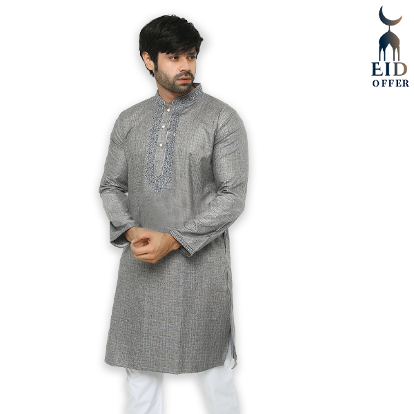 Special Cotton Panjabi for Men - Silver NZ-13526