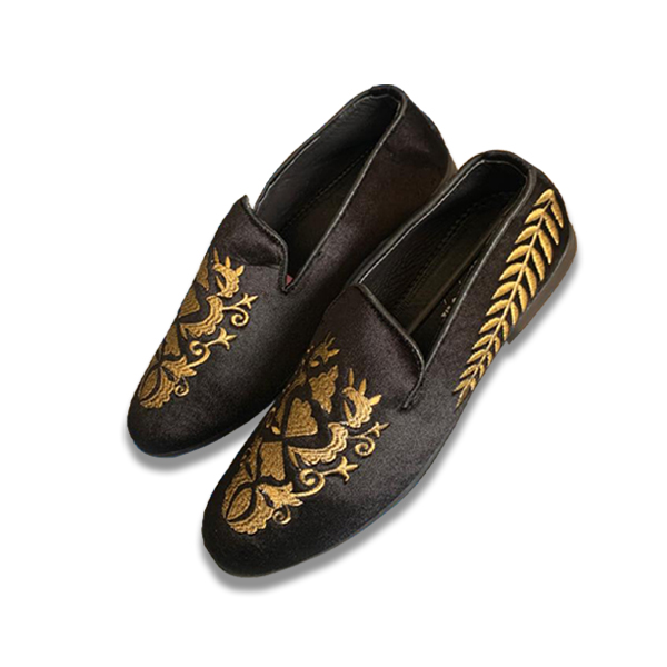 Velvet Loafer Black & Golden Color PBRLF09