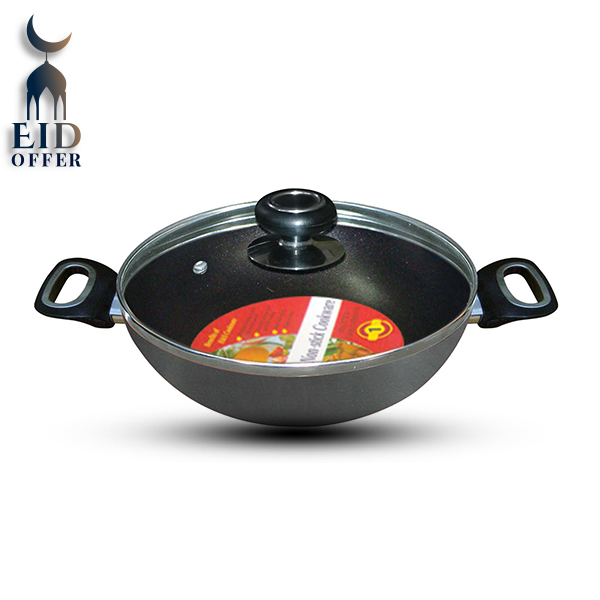 H&S 28 CM Non Stick Karai with glass Lid HS6