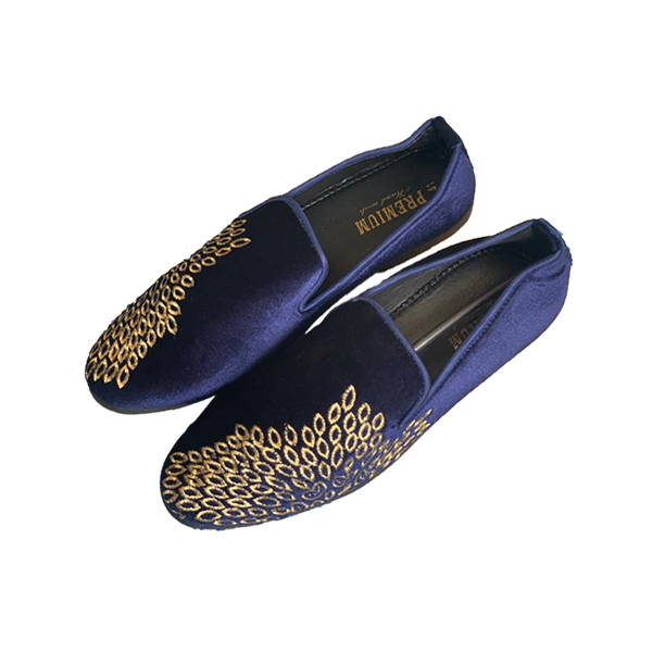 Velvet Loafer Blue & Golden Color PBRLF8