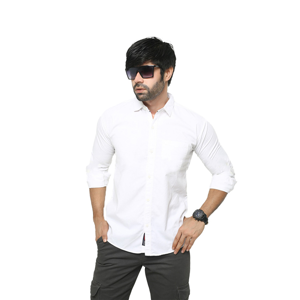 White Cotton Casual Shirt for Men nz-005