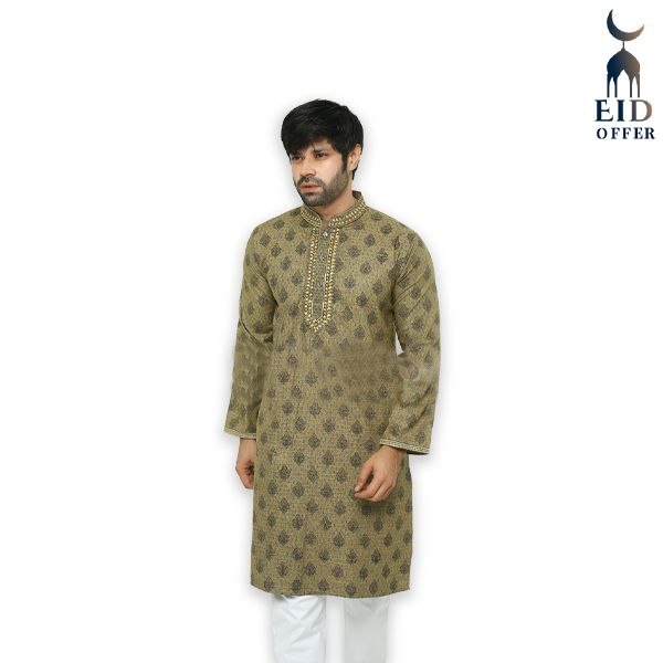 Special Cotton Panjabi for Men - Bottle Green NZ-13521