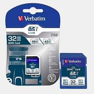 Verbatim SDHC Pro 32 GB 4K (U3) SD Card