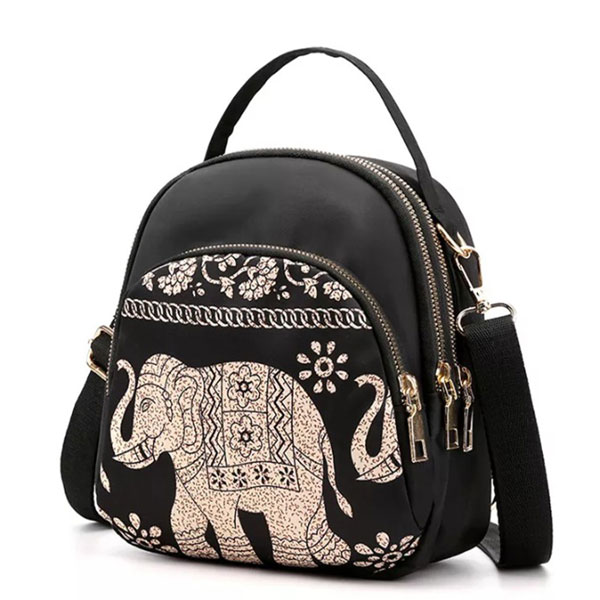Trendy New Nylon Backpack For Women Multifunction Shoulder Crossbody Bag ( Elephant Print) TBW-EP-02