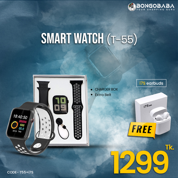 T55 Smart Watch with FREE earbuds  (i7s) T55+i7S