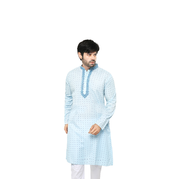 Special Cotton Panjabi for Men - Sky Blue  PBNZ-13517