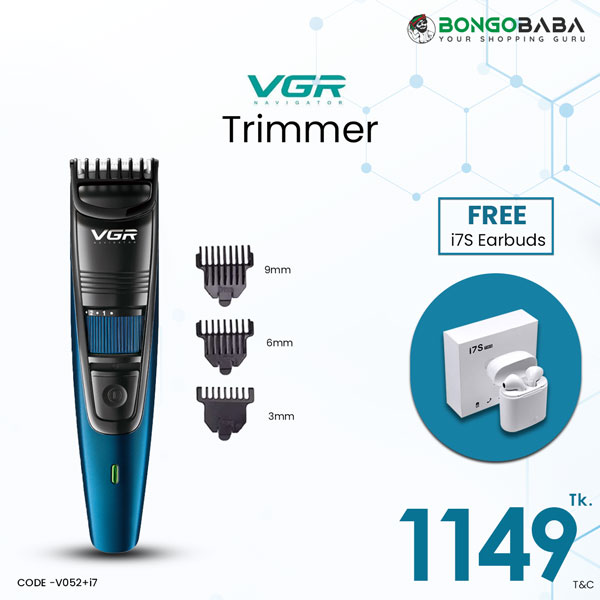 VGR Trimmer V052 with Free Ear Buds (i7S) V052+i7