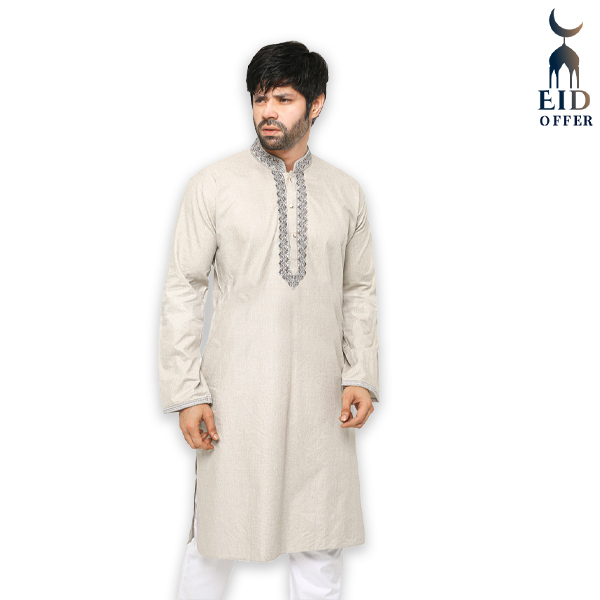 Special Cotton Panjabi for Men - Ash NZ-13525