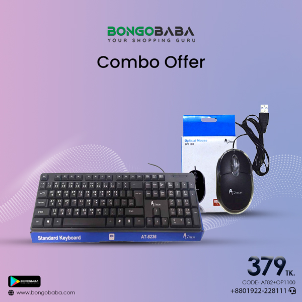 A.tech Standard Keyboard + A.tech Optical Mouse AT82+OP1100