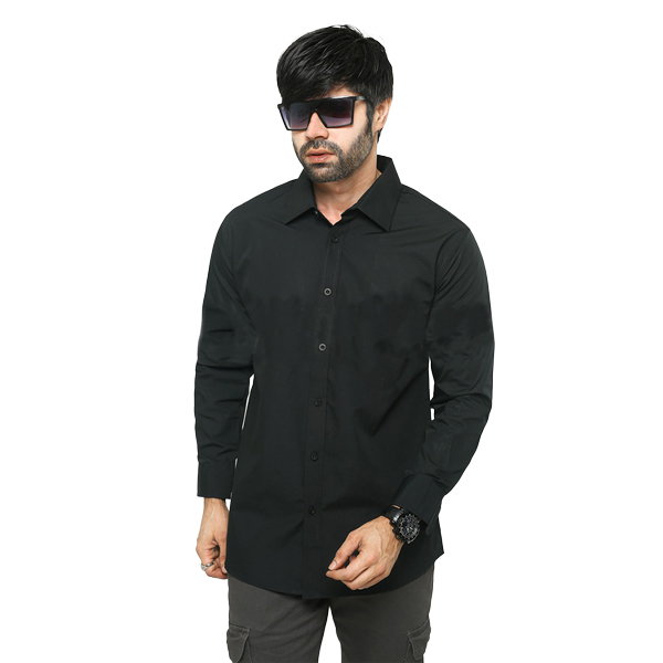 Black  Cotton Casual Shirt for Men nz-004