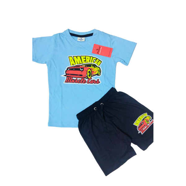 Boys Set: T-shirt & Pant. (sky Blue) PBTP-6