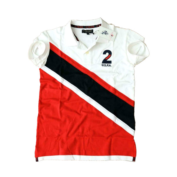Stylist Premium Half Polo shirt For Men (White& Red) ATI TS-127