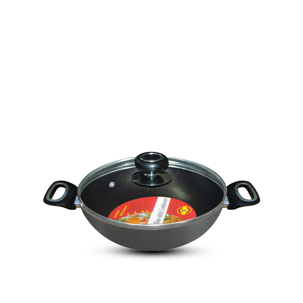 H&S 28 CM Non Stick Karai with glass Lid HS6