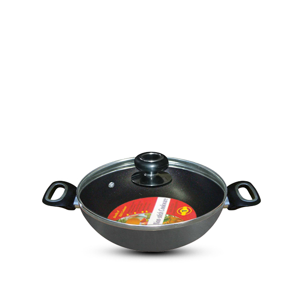 H&S 26 CM Non Stick Karai with glass Lid  HS5