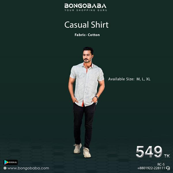 Print short sleeve casual shirt ( inner Orange color) RC-5