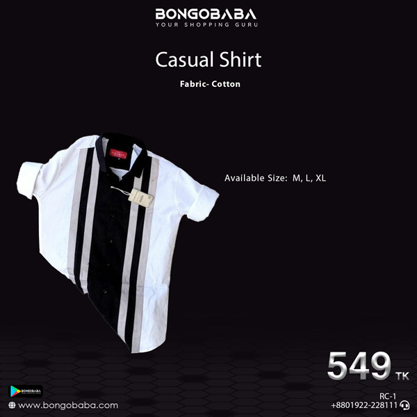 Long Sleeve Casual Shirt (white& Black) RC-1